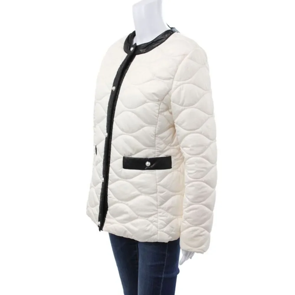 Kate Spade Womens Quilted Ivory Long Sleeve Jacket Size S